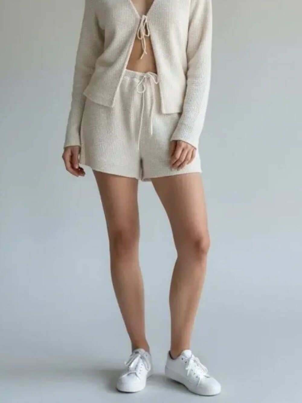 SABO Cream Waffle Knit High Waisted Shorts Women’s XS
